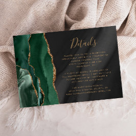 Tarjeta De Recepción Detalles de Boda de Ágata Verde Esmeralda Dorado N
