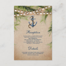 Detalles de boda de ancla de hojas de palma tropic