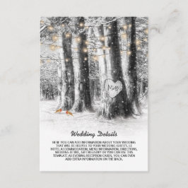 Tarjeta De Recepción Detalles de Boda de Árbol de Invierno Rústico y Lu