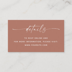 Tarjeta De Recepción Detalles de Boda de Arcilla Silenciada + QR   Terr