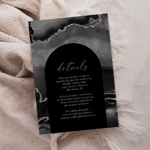 Tarjeta De Recepción Detalles de Boda de Arco de Ágata Negra Moderna