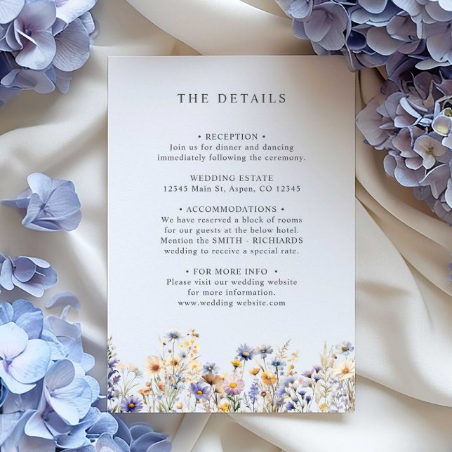 Tarjeta De Recepción DETALLES DE BODA DE Boho Wildflower Spring (Subido por el creador)