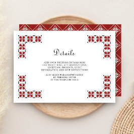 Tarjeta De Recepción Detalles de boda de bordado ucraniano rojo y negro