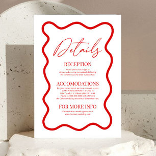 Tarjeta De Recepción Detalles de boda de borde ondulado elegante blanco