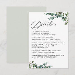 Tarjeta De Recepción Detalles de Boda de Botanica Elegante