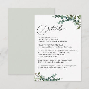 Tarjeta De Recepción Detalles de Boda de Botanica Elegante