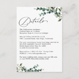 Tarjeta De Recepción Detalles de Boda de Botanica Elegante