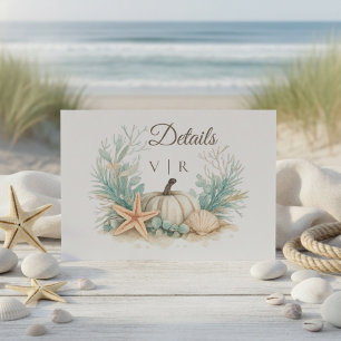 Tarjeta De Recepción Detalles de Boda de Calabaza de Otoño Costero Conc