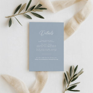 Tarjeta De Recepción Detalles de Boda de Caligrafía Minimalista Azul Po