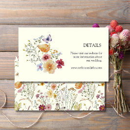 Tarjeta De Recepción Detalles de Boda de Campo Bohemio con Flores Silve