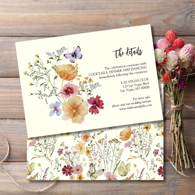 Tarjeta De Recepción Detalles de Boda de Campo Bohemio con Flores Silve (Subido por el creador)