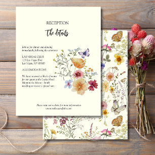 Tarjeta De Recepción Detalles de Boda de Campo Bohemio con Flores Silve