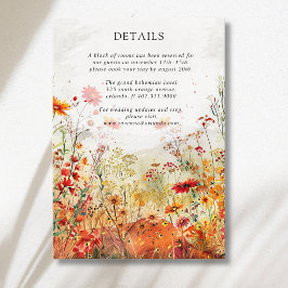 Tarjeta De Recepción Detalles de Boda de Campo de Flores Silvestres Rús