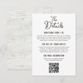 Tarjeta De Recepción Detalles de Boda de Campo Rústico de Madera de Oto