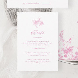 Tarjeta De Recepción Detalles de boda de chinoiserie victoriano rosa