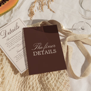 Tarjeta De Recepción Detalles de Boda de Chocolate Marrón Antiguo Diner
