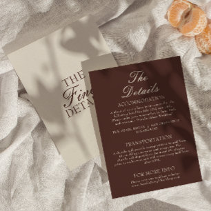Tarjeta De Recepción Detalles de Boda de Chocolate Marrón Antiguo Diner