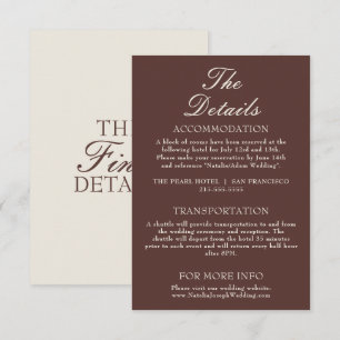 Tarjeta De Recepción Detalles de Boda de Chocolate Marrón Antiguo Diner