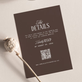 Tarjeta De Recepción Detalles de Boda de Chocolate Marrón Código Qr RSV