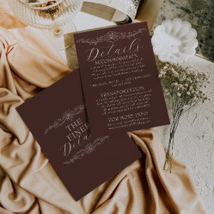 Tarjeta De Recepción Detalles de boda de chocolate marrón con clase y d