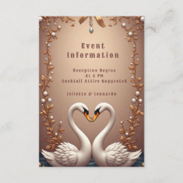 Tarjeta De Recepción 💍 Detalles de Boda de Cisne Dorado Rosa Tema🌸
