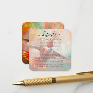 Tarjeta De Recepción Detalles de Boda de Colibrí Vibrante Naranja Perso