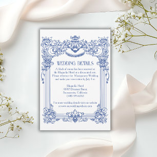 Tarjeta De Recepción Detalles de Boda de Columna Barroca Floral Elegant