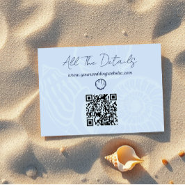 Tarjeta De Recepción Detalles de Boda de Conchas de Mar Azules Costeras