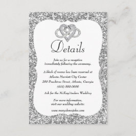 Tarjeta De Recepción Detalles de Boda de Corazón de Infinito con Brillo