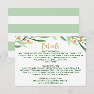 Tarjeta De Recepción Detalles de Boda de Corona de Acebo de Navidad