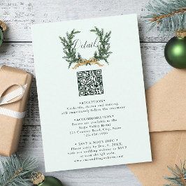 Tarjeta De Recepción Detalles de boda de corona de pino y arco dorado M