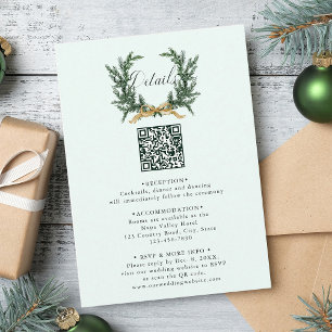 Tarjeta De Recepción Detalles de boda de corona de pino y arco dorado M