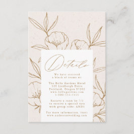 Tarjeta De Recepción Detalles de boda de crema floral botánica moderna 