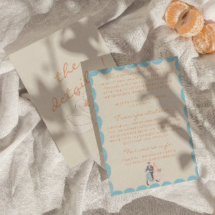 Tarjeta De Recepción Detalles de boda de destino dibujados a mano Nouve