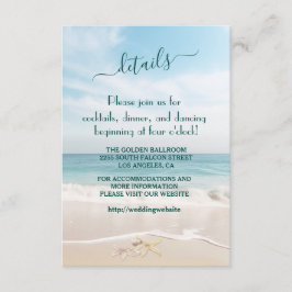 Tarjeta De Recepción Detalles de Boda de Destino Kauai Playa Estrellas 