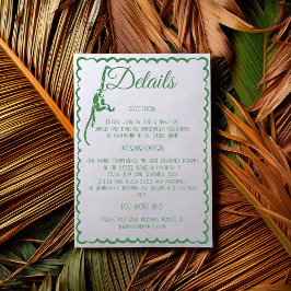 Tarjeta De Recepción Detalles de Boda de Destino Retro Costero Tropical