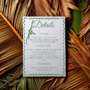 Tarjeta De Recepción Detalles de Boda de Destino Retro Costero Tropical