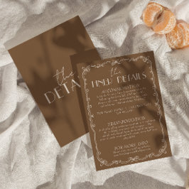 Tarjeta De Recepción Detalles de Boda de Dinero Antiguo Caramelo Marrón
