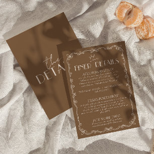Tarjeta De Recepción Detalles de Boda de Dinero Antiguo Caramelo Marrón