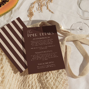 Tarjeta De Recepción Detalles de boda de dinero antiguo marrón chocolat