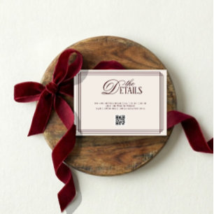 Tarjeta De Recepción detalles de boda de dinero viejo rojo marfil códig