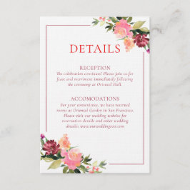 Tarjeta De Recepción Detalles de boda de doble felicidad de flores de a