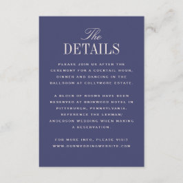 Tarjeta De Recepción Detalles de Boda de Elegancia Clásica Púrpura