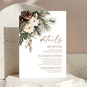 Tarjeta De Recepción Detalles de Boda de Elegantes Flores de Invierno d