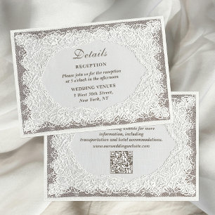 Tarjeta De Recepción Detalles de Boda de Encaje Atemporal de Bordado Fa