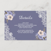 Detalles de Boda de Encaje Floral Púrpura Elegante