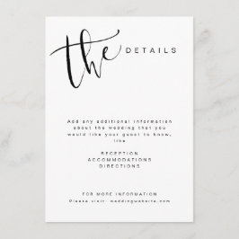 Tarjeta De Recepción Detalles de boda de escritura simple moderna en bl