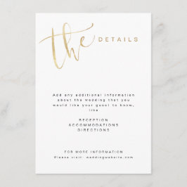 Tarjeta De Recepción Detalles de boda de escritura simple moderna en or