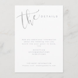 Tarjeta De Recepción Detalles de boda de escritura simple moderna gris 