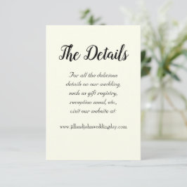 Tarjeta De Recepción Detalles de Boda de Estilo Simple Color Marfil